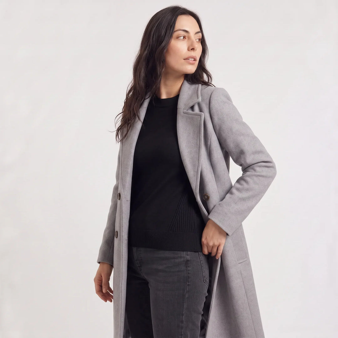 Manteau Droit à Col Cranté