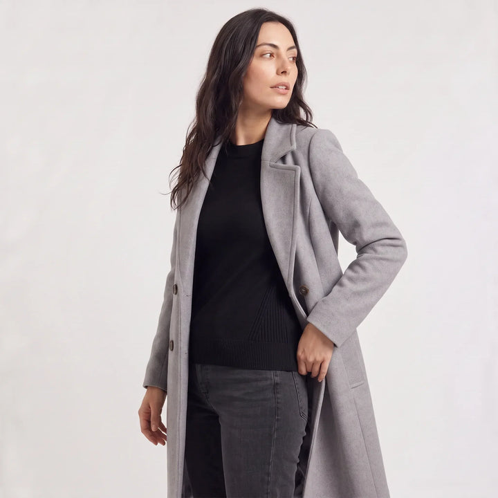 Manteau Droit à Col Cranté
