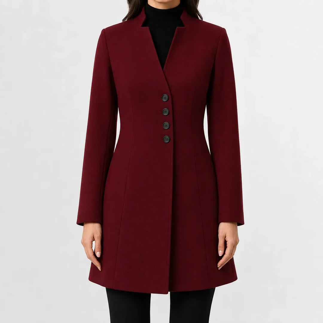 Manteau Élégant à Col Montant – Bordeaux