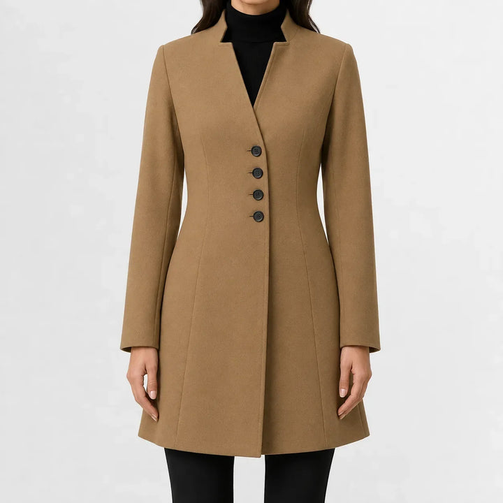 Manteau Élégant à Col Montant – Camel