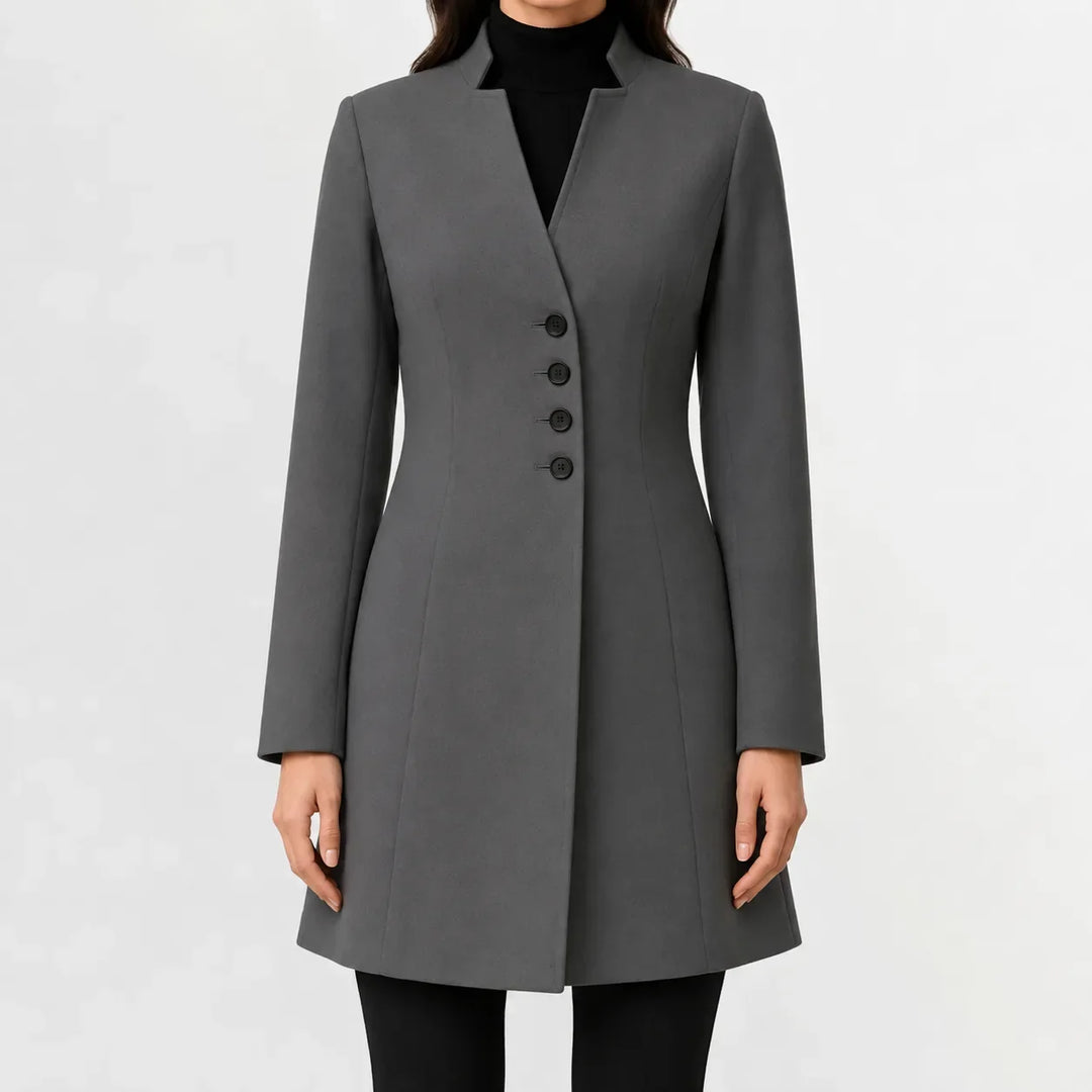 Manteau Élégant à Col Montant – Gris Foncé
