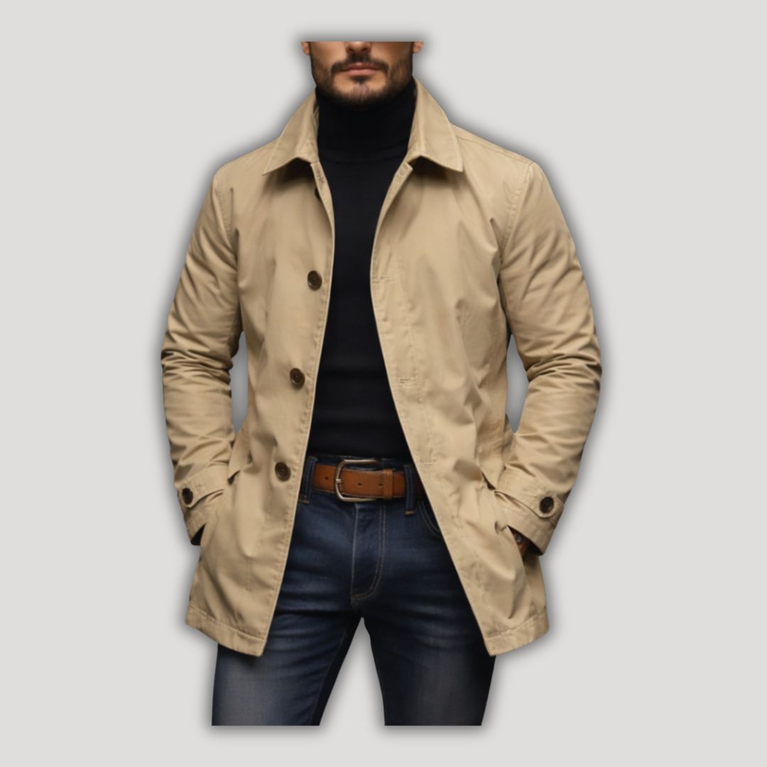 Manteau Homme Coupe Droite – Beige