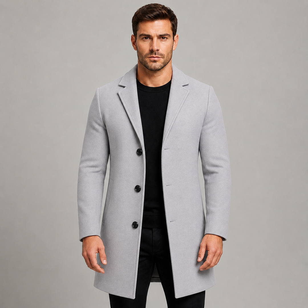 Manteau Homme Droit et Structuré – Gris Clair