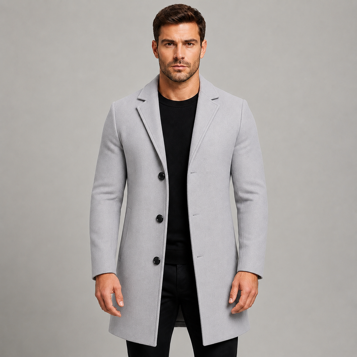 Manteau Homme Droit et Structuré – Gris Clair