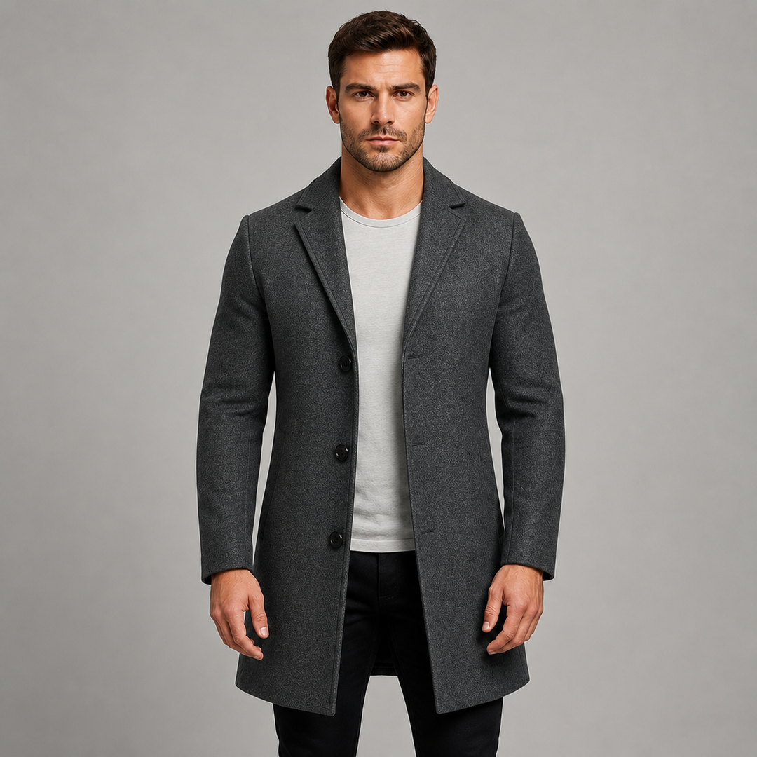 Manteau Homme Droit et Structuré – Gris Foncé