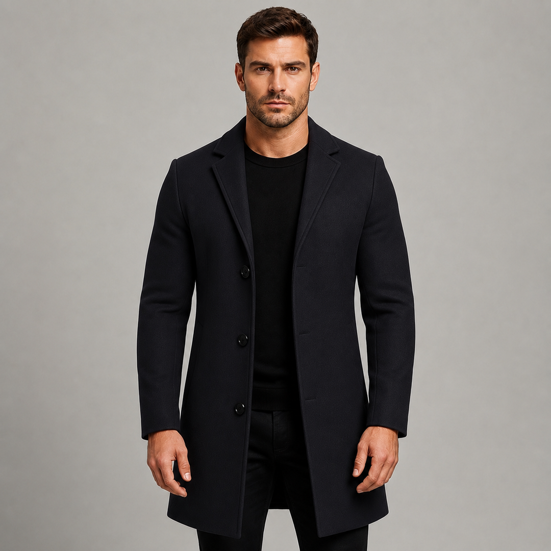 Manteau Homme Droit et Structuré – Noir