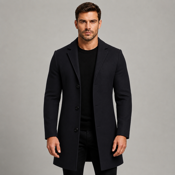 Manteau Homme Droit et Structuré – Noir