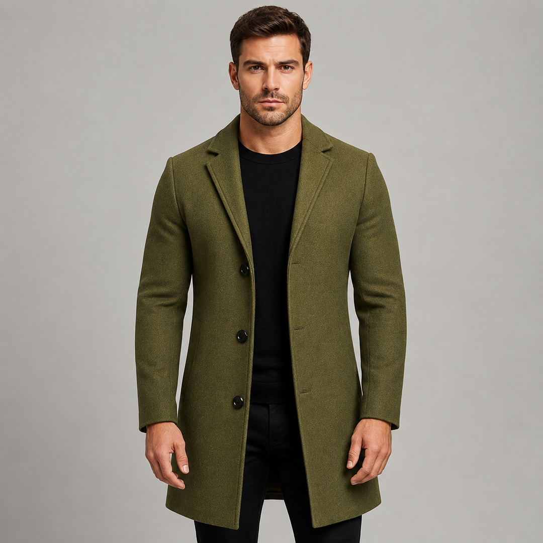 Manteau Homme Droit et Structuré – Vert Militaire