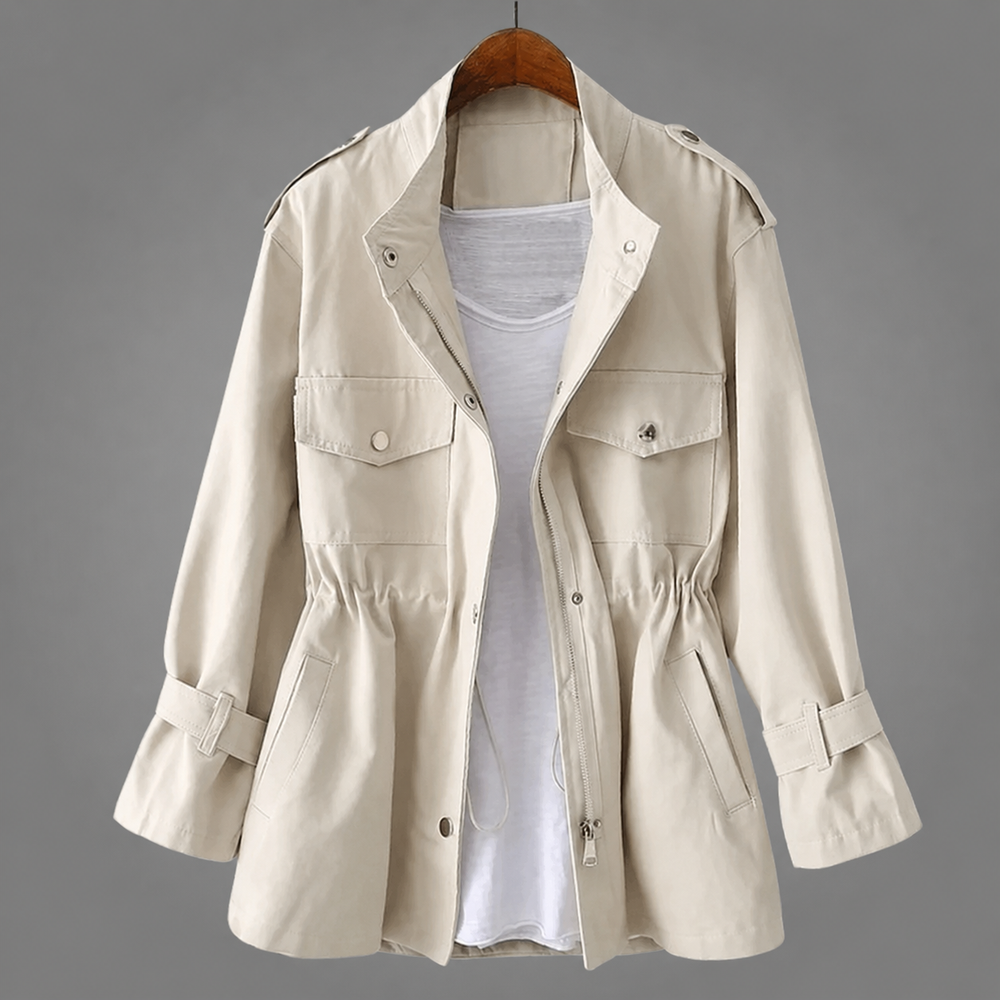 Manteau léger à taille ajustable – Crème