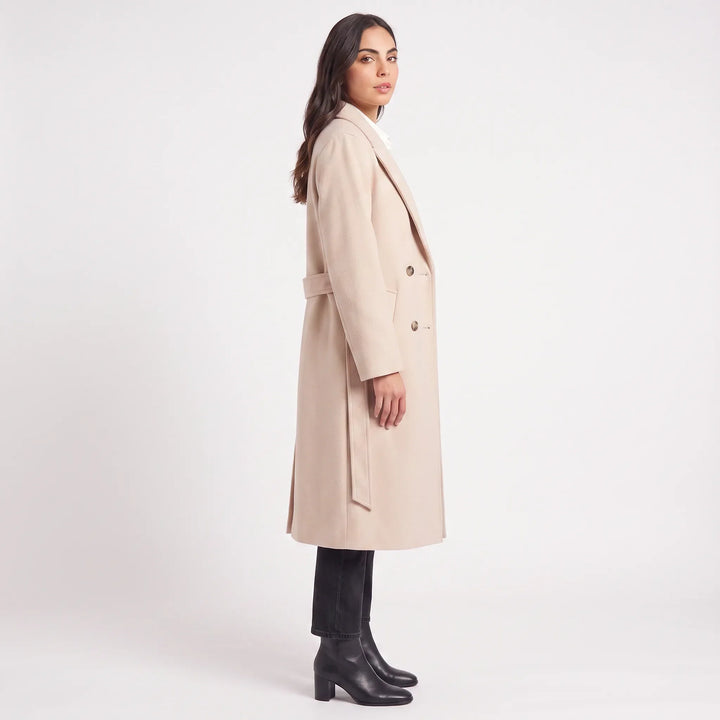 Manteau Long à Col Revers