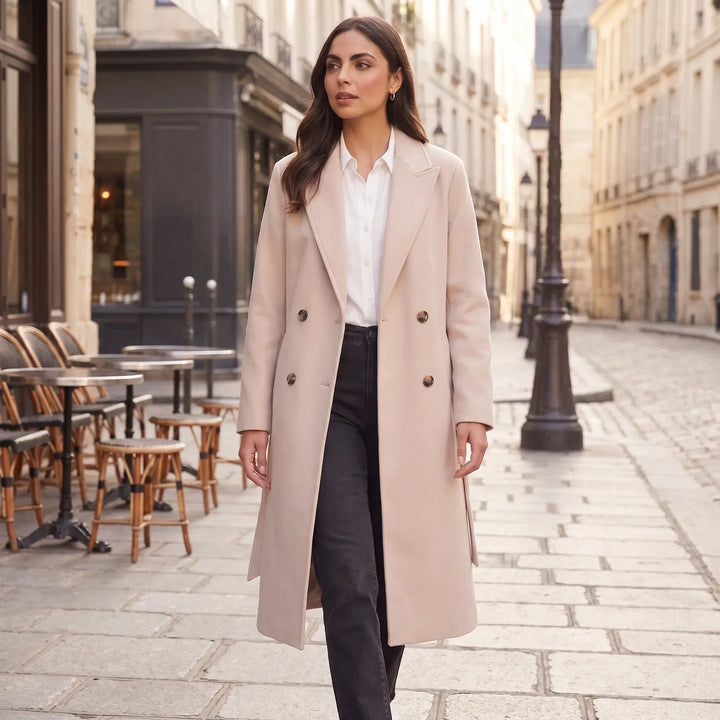 Manteau Long à Col Revers