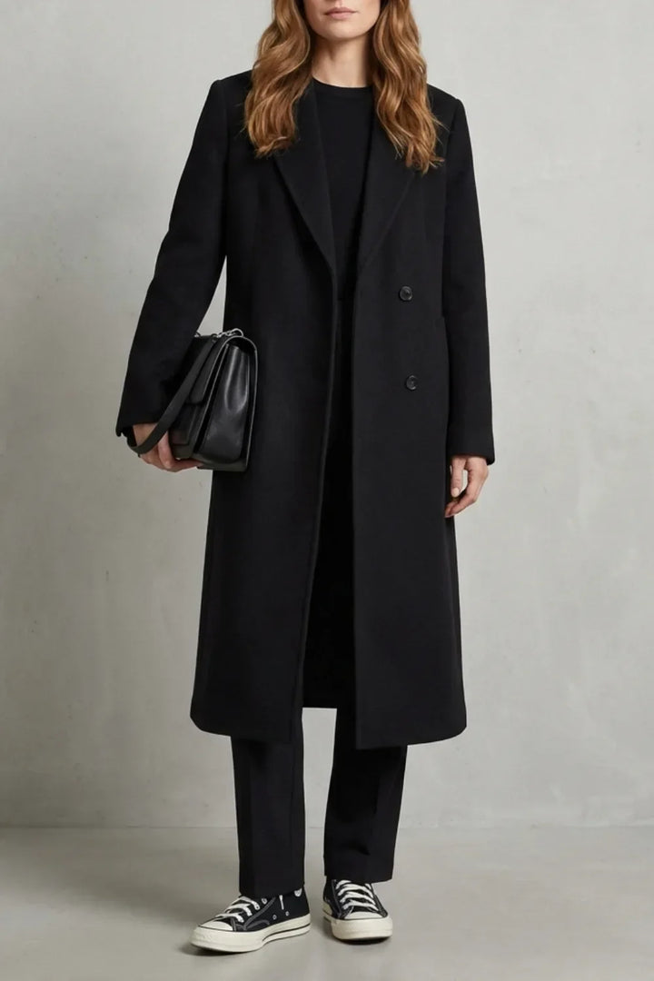 Manteau Long Coupe Droite – Noir