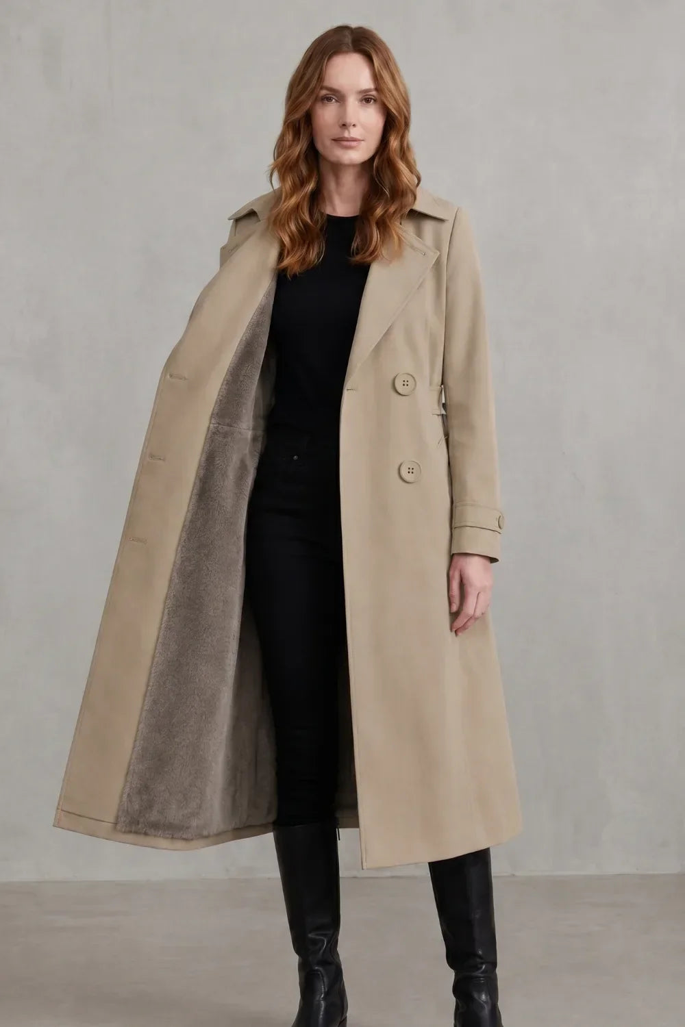 Manteau Long Croisé Chaud