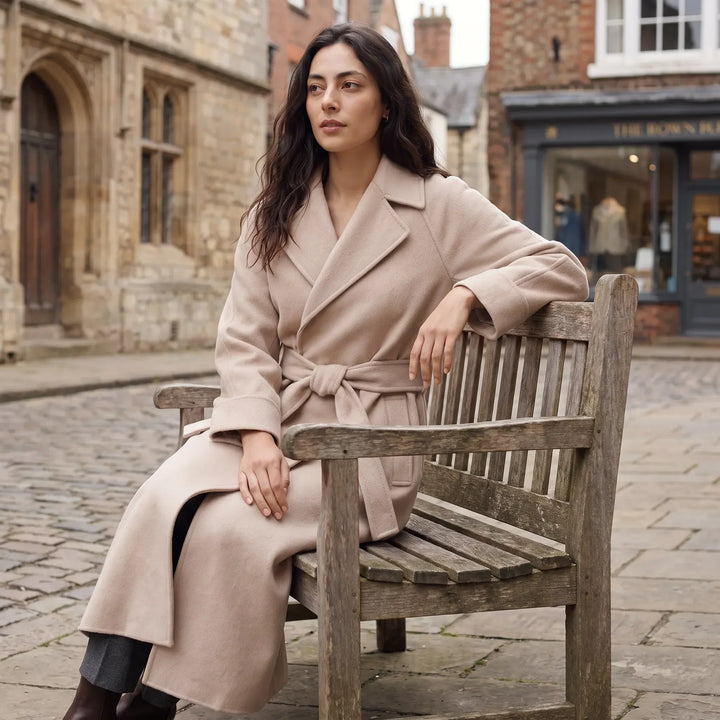 Manteau long élégant à nouer