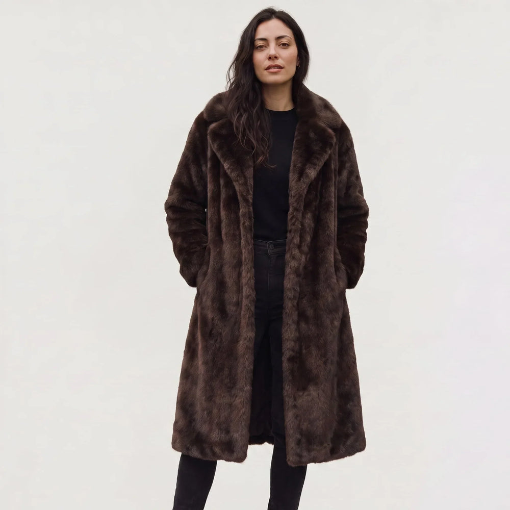 Manteau Long Enveloppant Marron – Marron