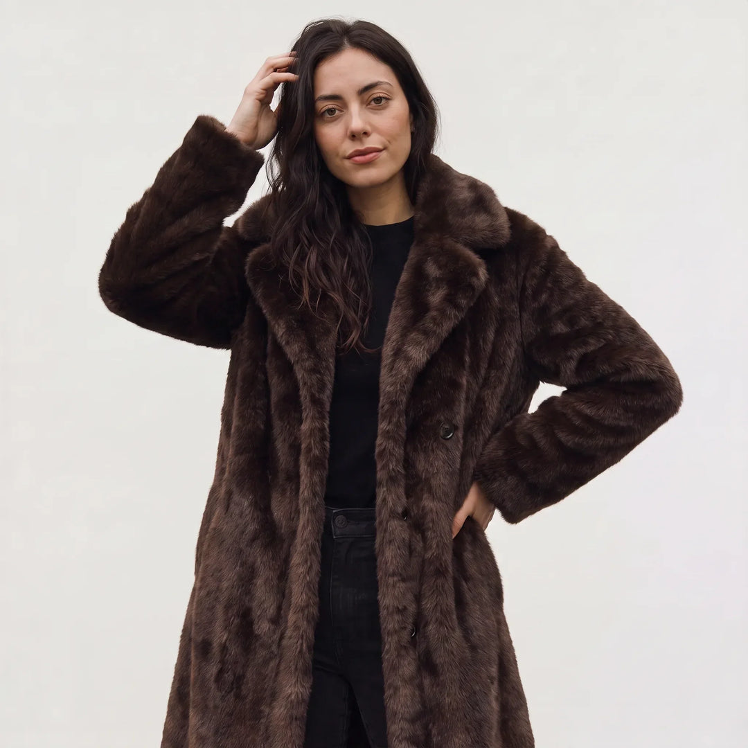 Manteau Long Enveloppant Marron