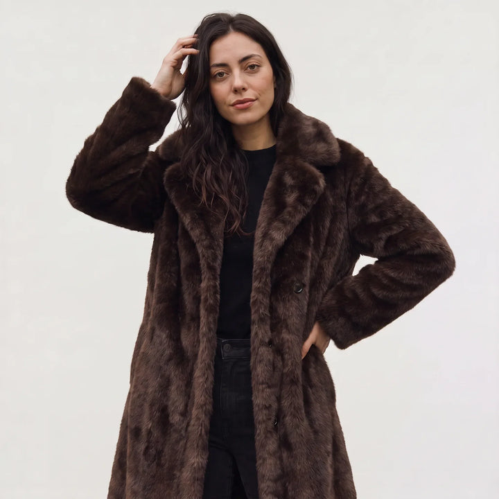 Manteau Long Enveloppant Marron