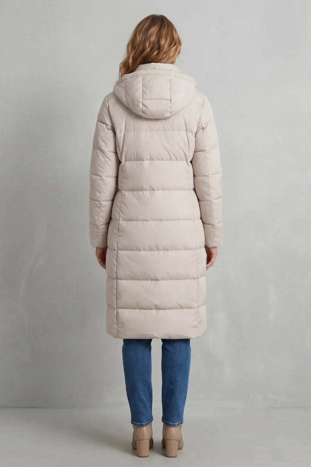 Manteau Long Matelassé à Capuche
