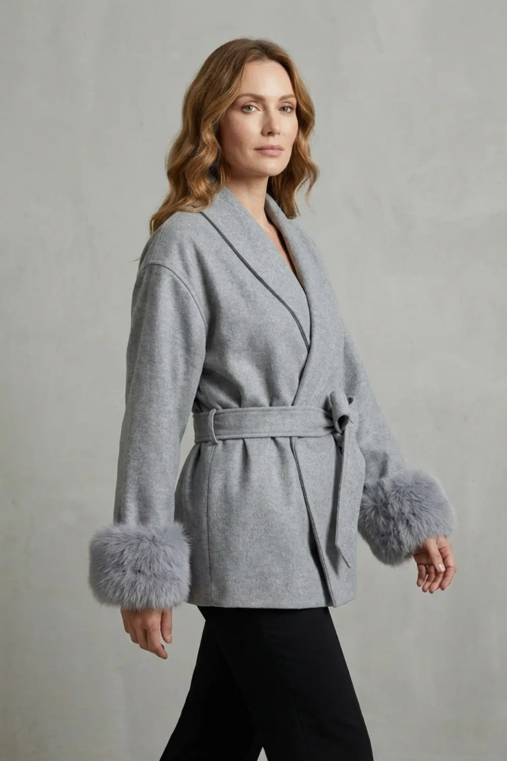 Manteau Portefeuille à Poignets Duveteux