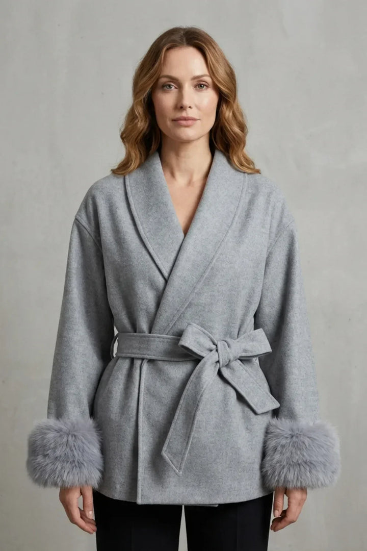 Manteau Portefeuille à Poignets Duveteux