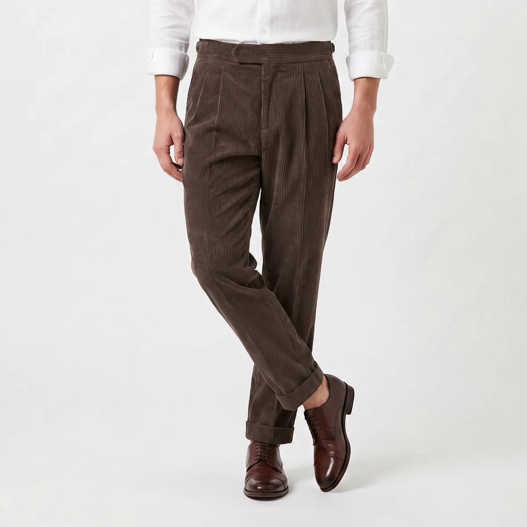 Pantalon Élégant à Pinces – Marron