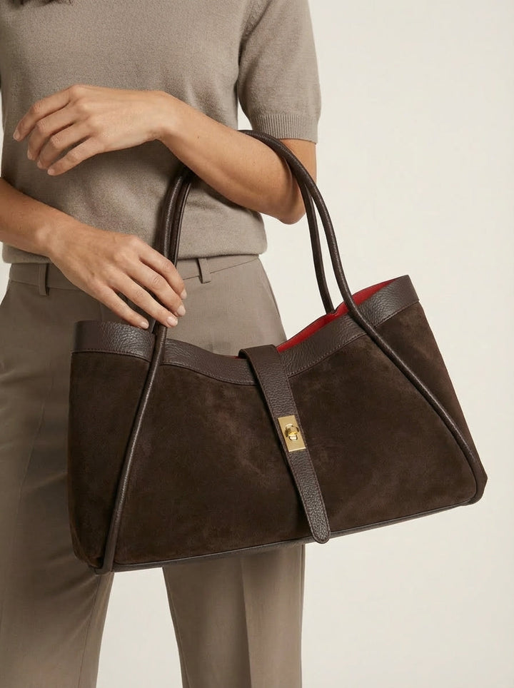 Sac Cabas Structuré Bicolore – Marron