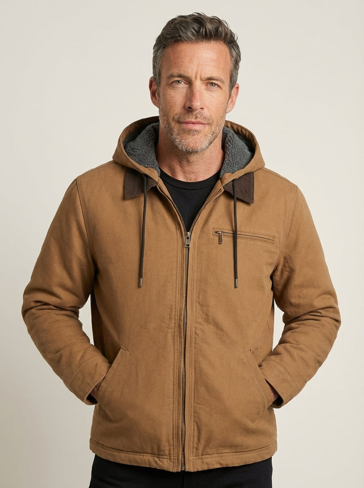 Veste Utilitaire Doublée à Capuche – Marron