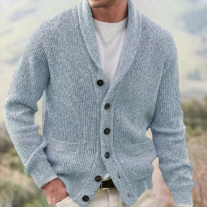 Cardigan Classique à Col Châle – Bleu Marine