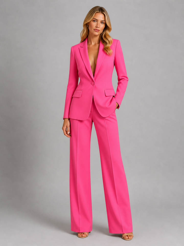 Ensemble Tailleur Pantalon Fluide – Rose