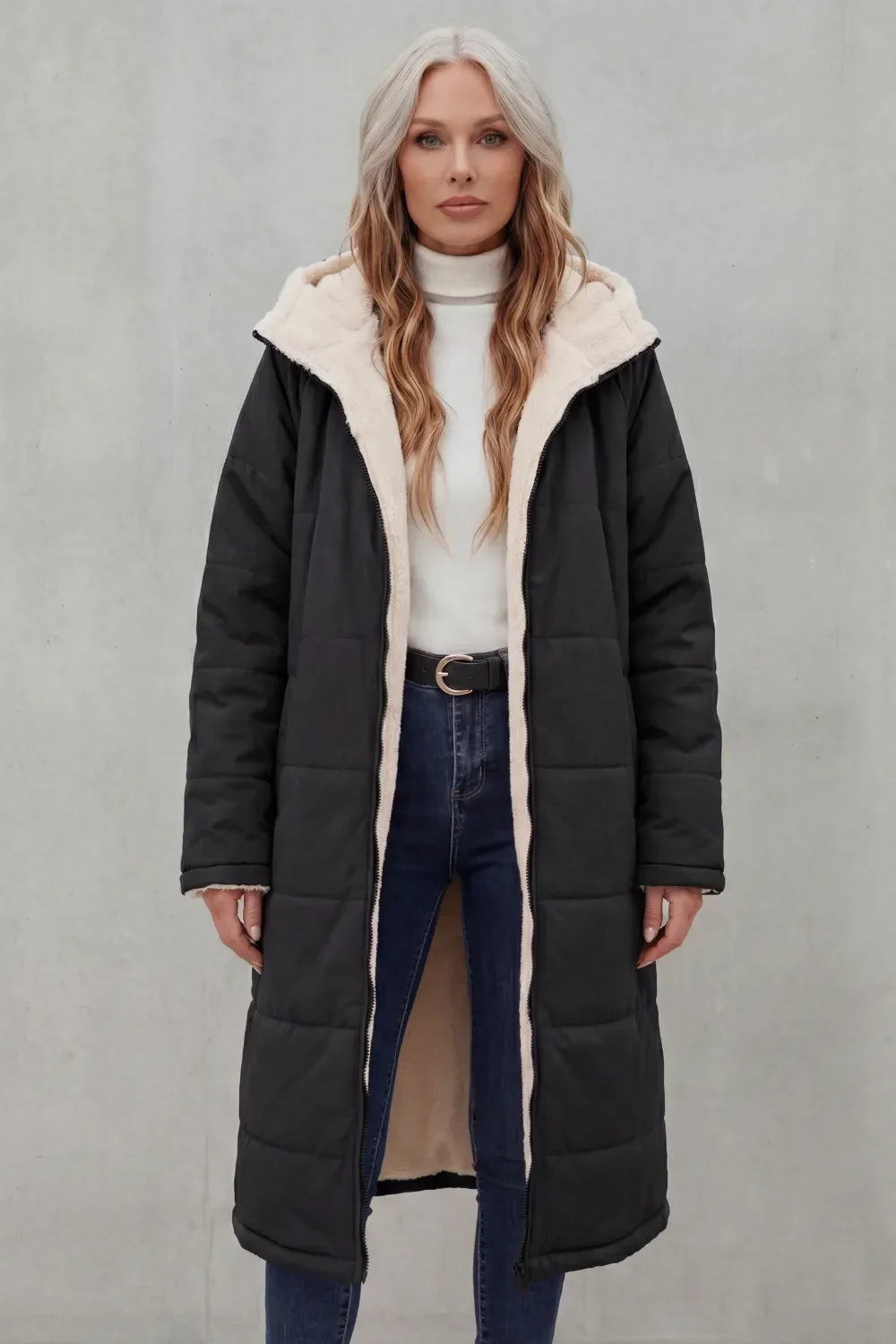 Manteau Long et Chaud à Capuche