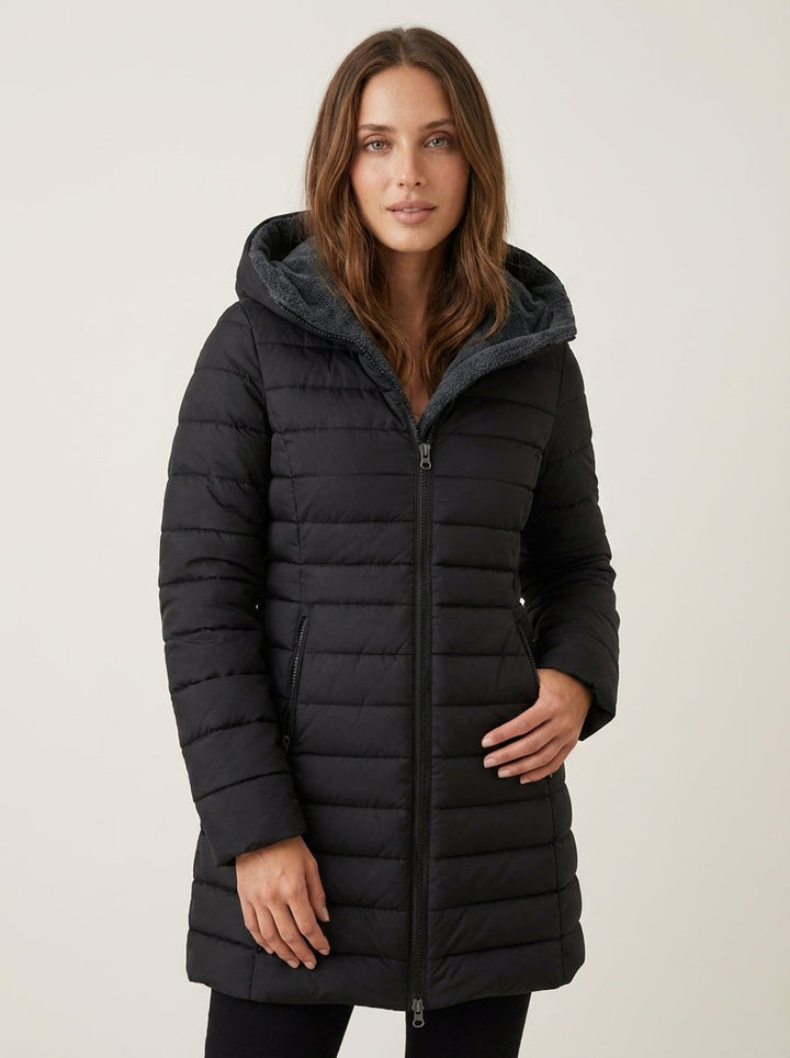 Manteau Matelassé Coupe Cintrée – Noir