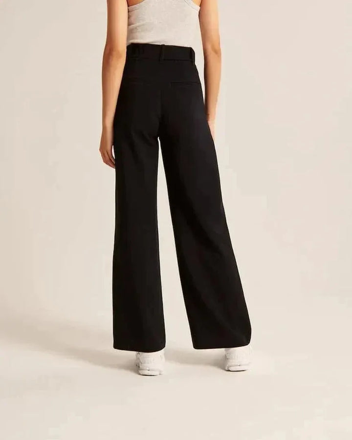 Pantalon Élégant à Jambes Larges – Noir