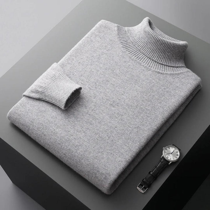 Pull Homme Col Roulé Classique – Gris Clair