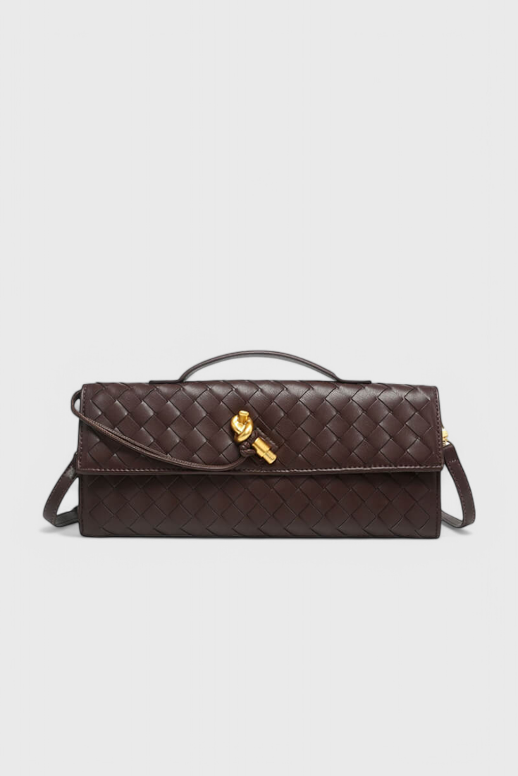 Sac Allongé à Fermoir Nœud – Café