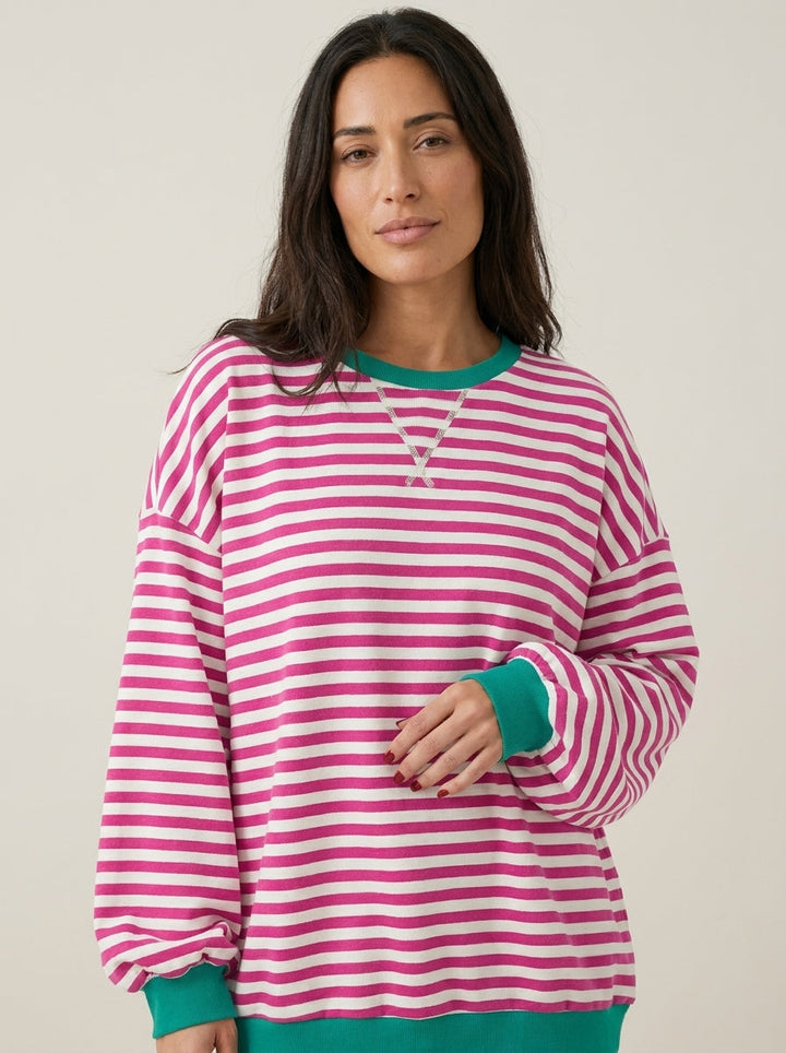 Top Ample à Rayures Fines – Rose