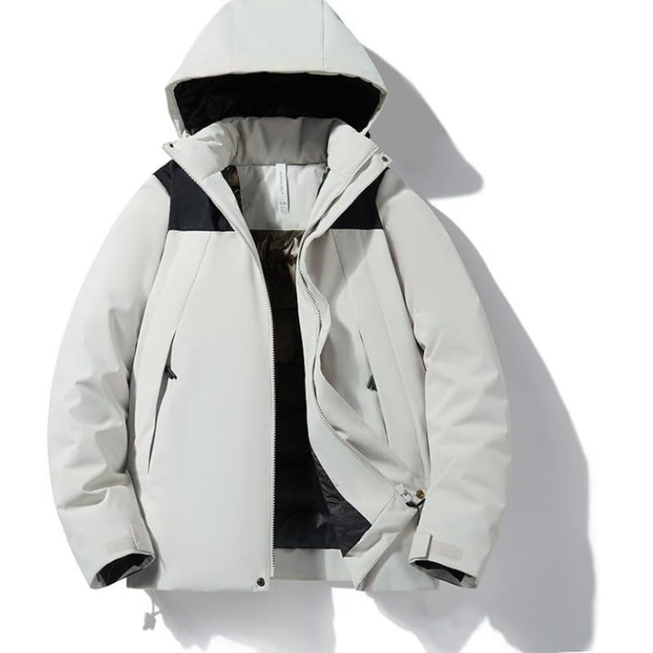 Veste d'Hiver Sportive à Capuche – Blanc