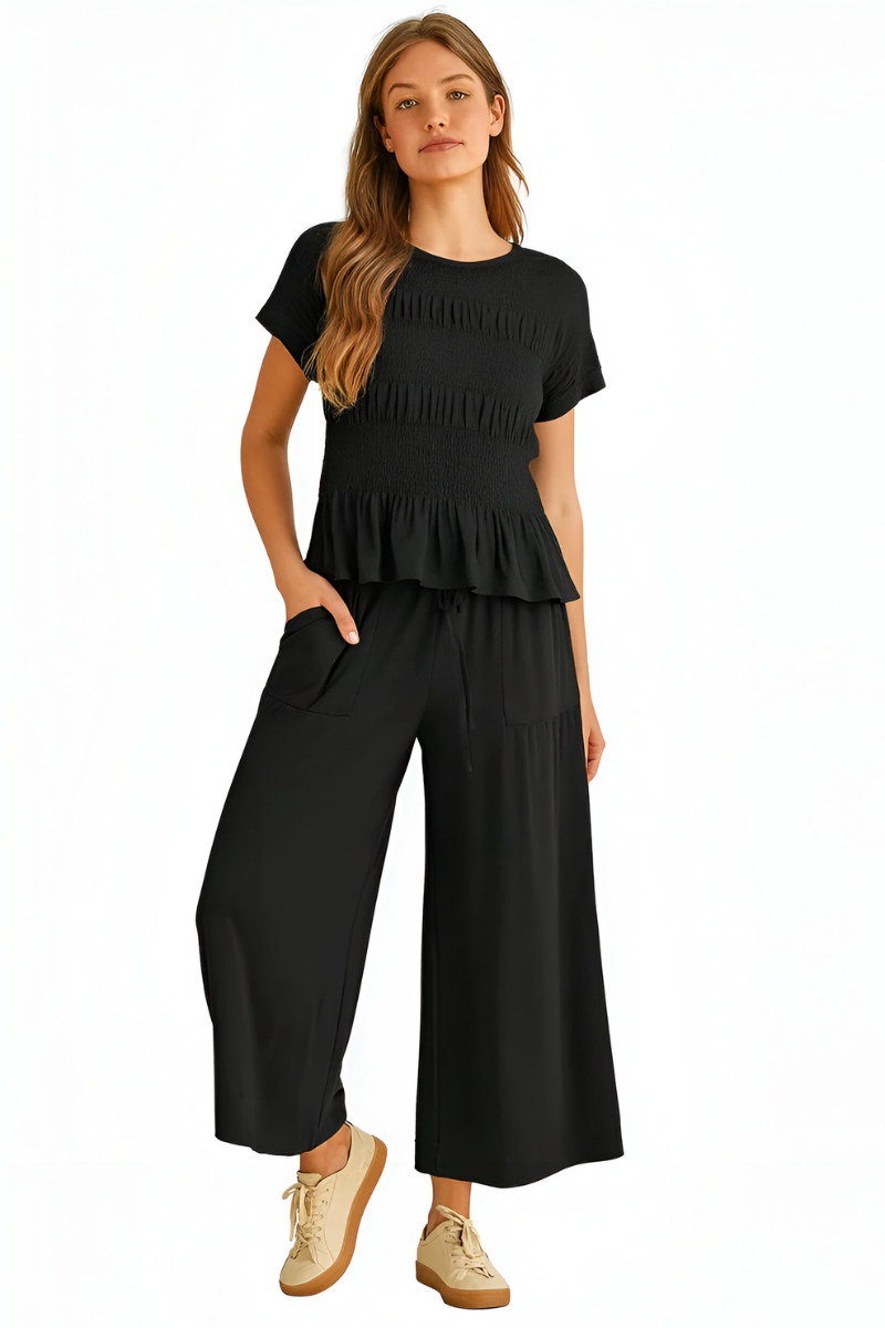 Ensemble Pantalon Large Décontracté – Noir