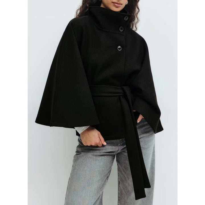 Manteau Court Ample et Ceinturé – Noir
