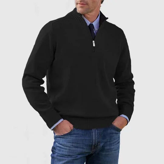 Pull Homme Classique Zippé – Noir