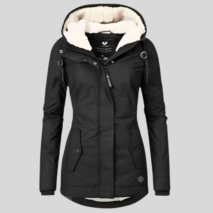Veste Longue Hivernale à Capuche – Noir