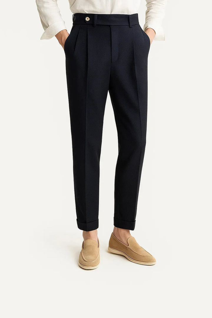 Pantalon Homme Élégant à Pinces – Bleu