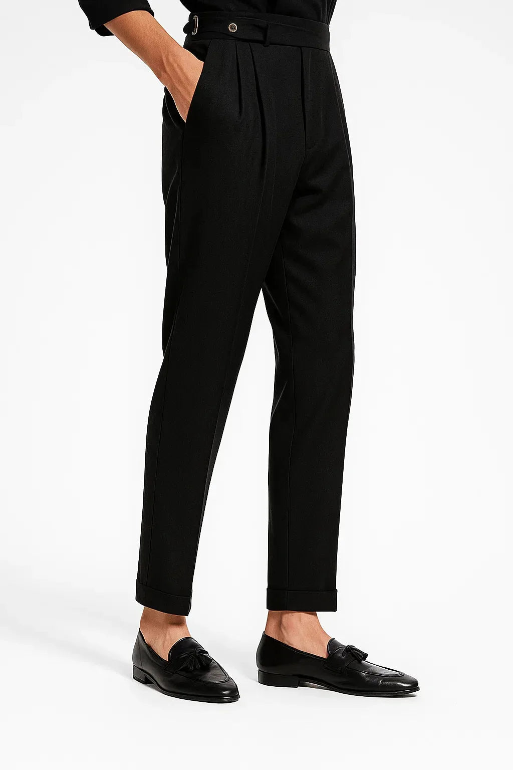 Pantalon Homme Élégant à Pinces – Noir