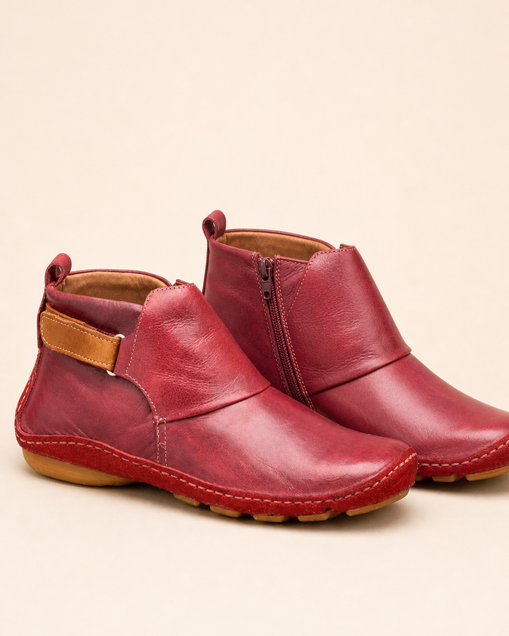 Bottines Confortables à Bride – Rouge