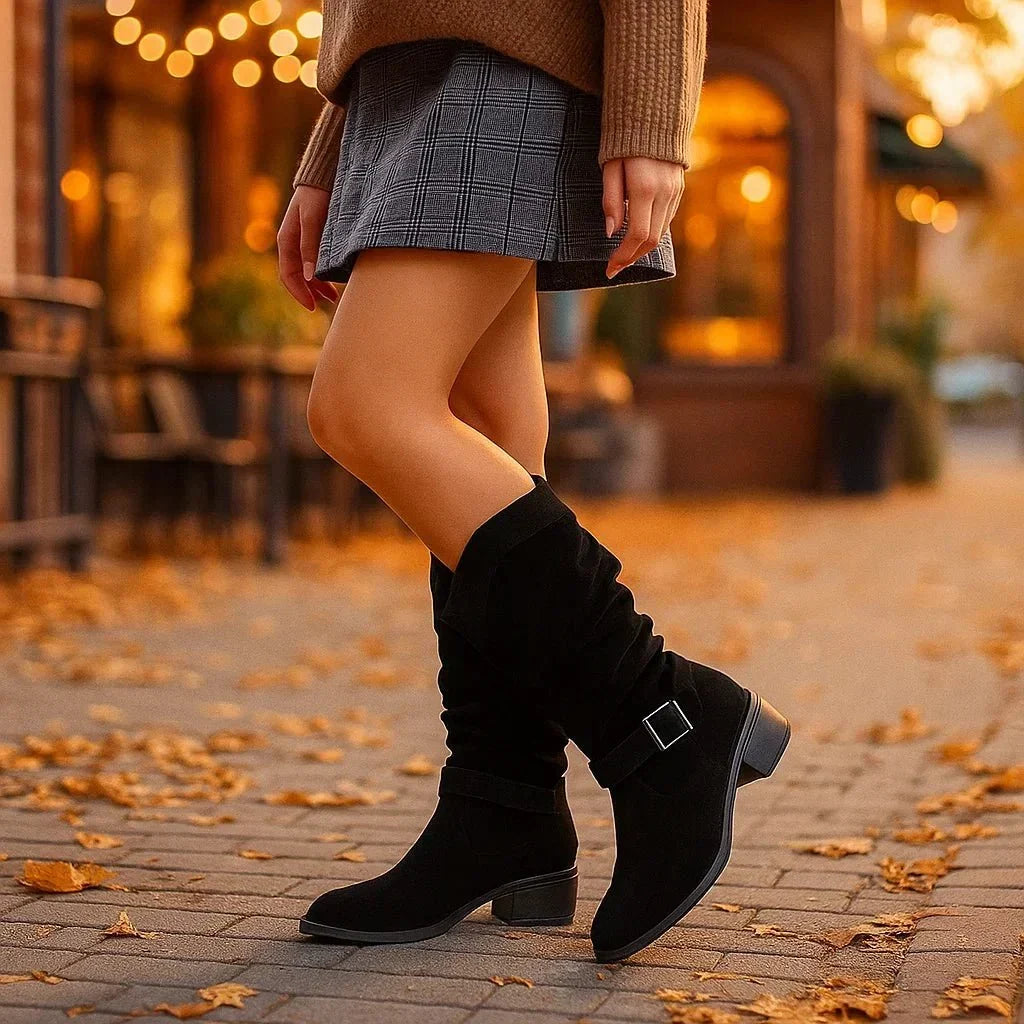 Bottines Souples à Petit Talon – Noir