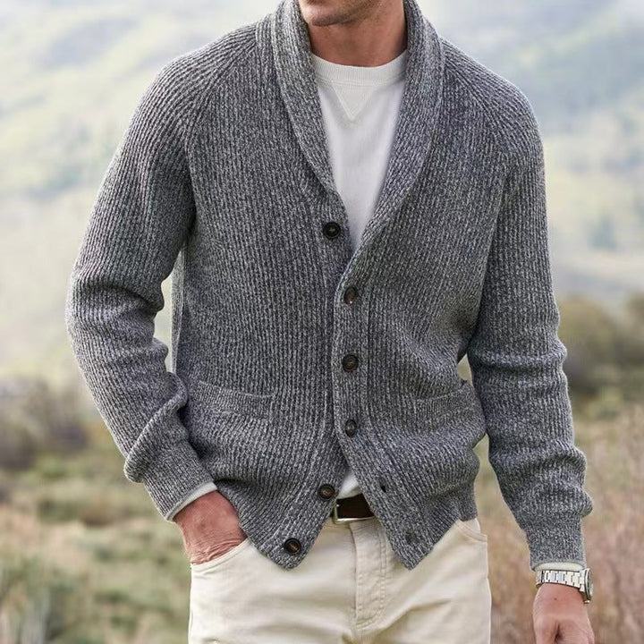Cardigan Classique à Col Châle – Gris