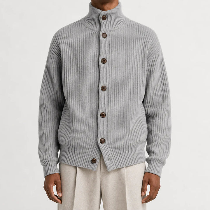 Cardigan Homme à Col Montant – Gris
