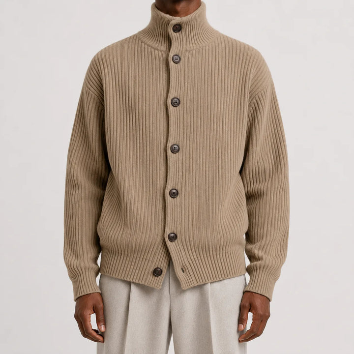 Cardigan Homme à Col Montant – Moka