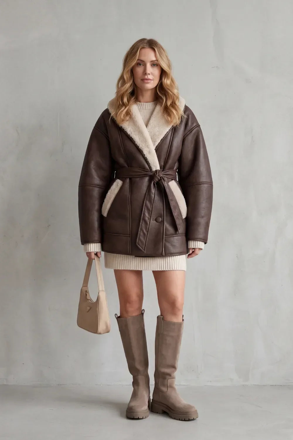 Manteau Enveloppant à Col Douillet