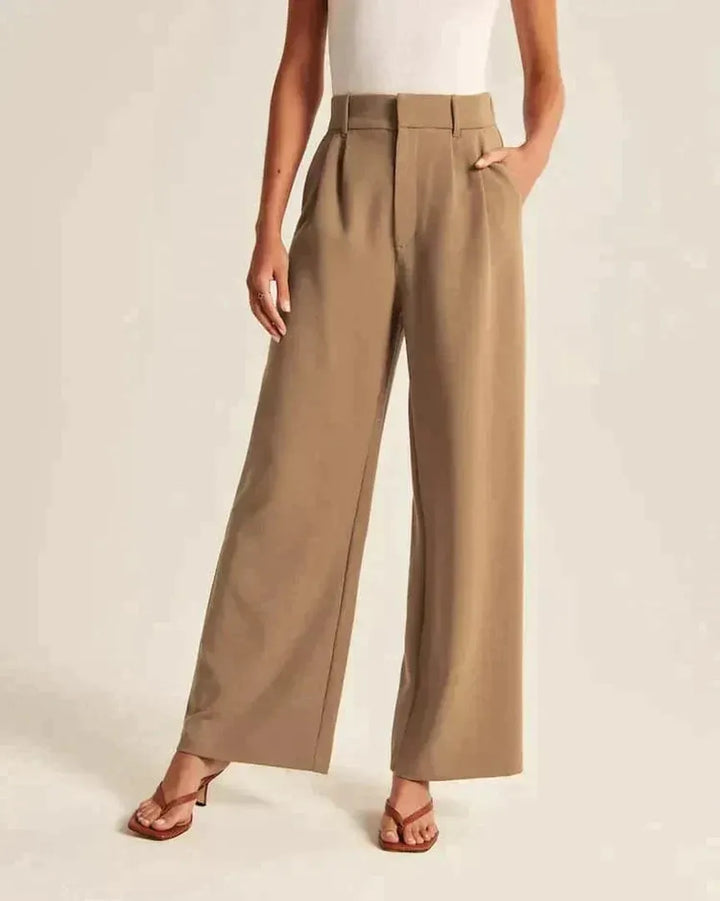Pantalon Élégant à Jambes Larges – Marron