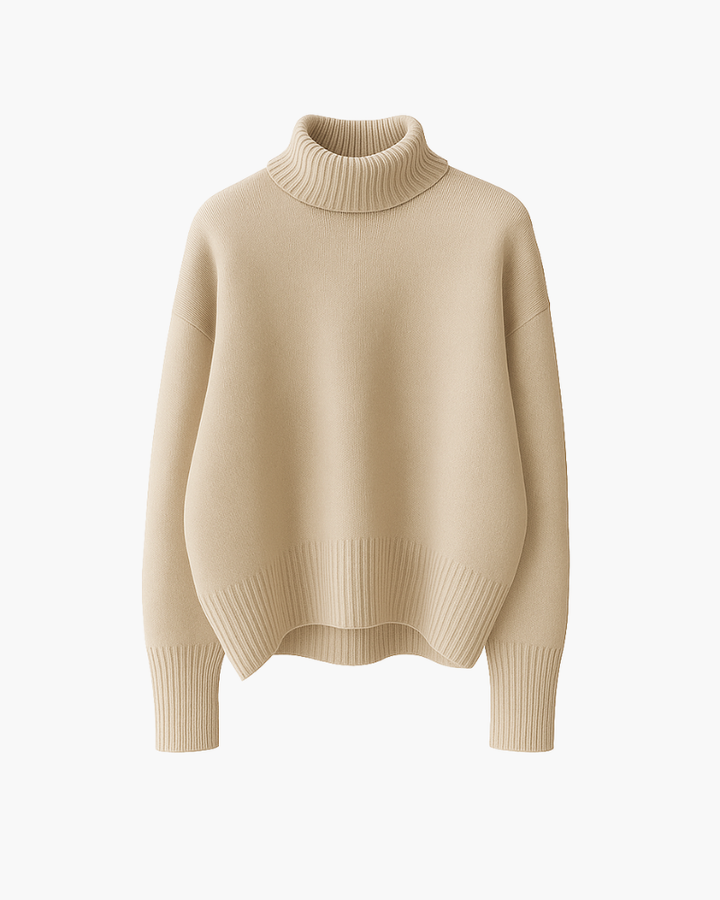 Pull Ample à Col Roulé – Kaki